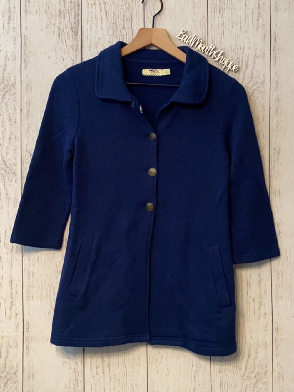 Pins and Needled Blue Peplum Sweater Jacket - Size Medium
